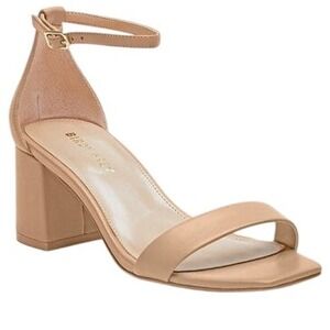 NIB Birdy Grey Natalie Low Chunky Heel Nude Latte Ankle Strap Sandal Size 8